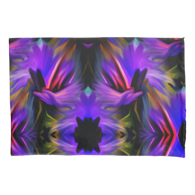 Colourful Blue Purple Brush Swirls Abstract       Pillowcase (Front)