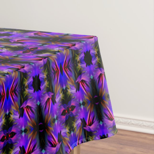 Colourful Blue Purple Brush Swirls Abstract        Tablecloth (In Situ)