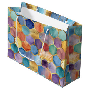 Colourful Blue Purple Orange Yellow Birthday Large Gift Bag