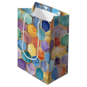 Colourful Blue Purple Orange Yellow Birthday Medium Gift Bag