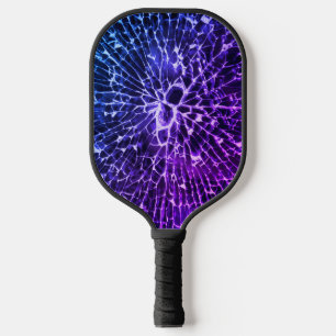 Colourful Blue Purple Shattered Broken Glass Desig Pickleball Paddle