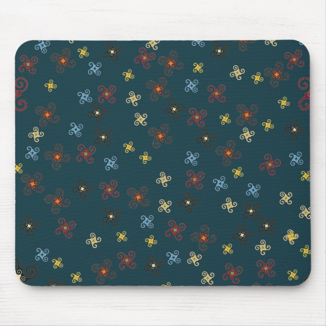 Colourful Blue Red Green Yellow Brown Pinwheels Mouse Pad (Front)