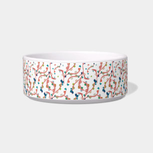 Colourful blue red pet bowl watercolor pattern