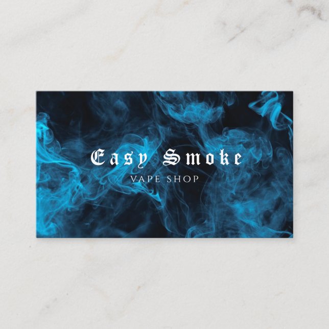 Colourful Blue Smoke Vape Shop Business Card (Front)