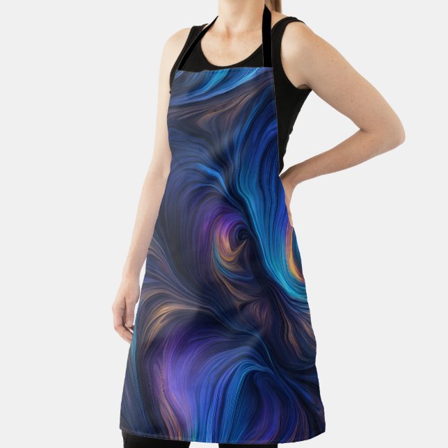 Colourful Blue Swirl Pattern Apron (Insitu)