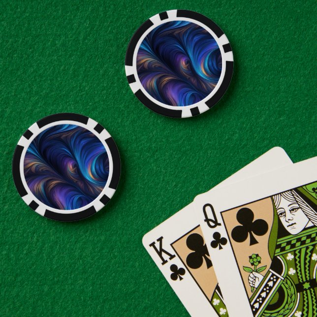 Colourful Blue Swirl Pattern Poker Chips (Poker Table (Double))