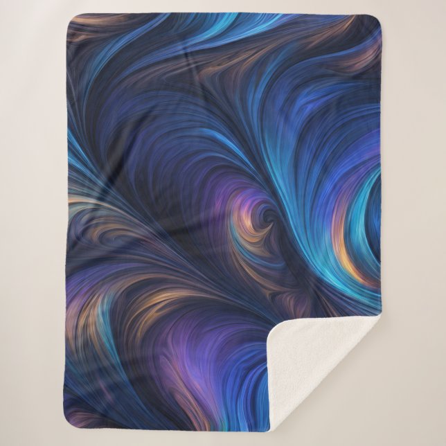 Colourful Blue Swirl Pattern Sherpa Blanket (Front)