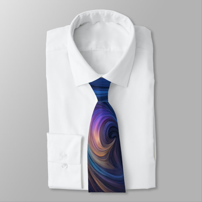 Colourful Blue Swirl Pattern Tie (Tied)