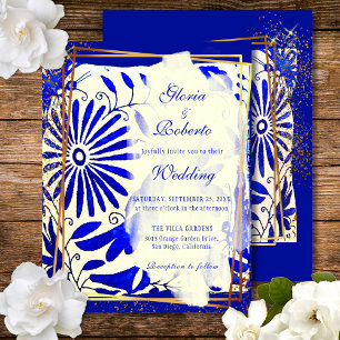 Colourful Blue Talavera Mexican Wedding Invitation