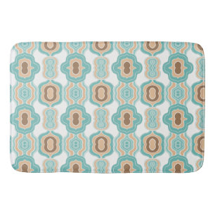 Colourful blue/tan/brown medallion bath mat