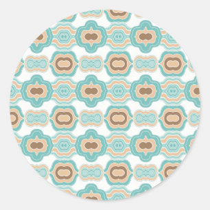 Colourful blue/tan/brown medallion classic round sticker