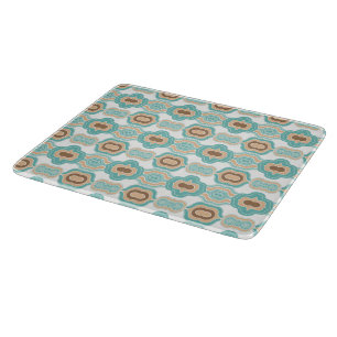 Colourful blue/tan/brown medallion cutting board