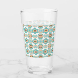 Colourful blue/tan/brown medallion glass