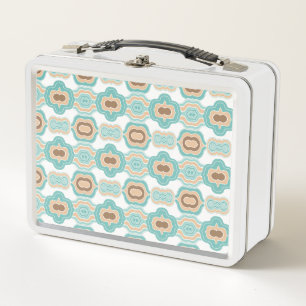 colourful blue/tan/brown medallion metal lunch box