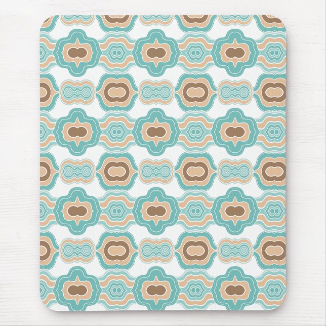 Colourful blue/tan/brown medallion mouse pad (Front)