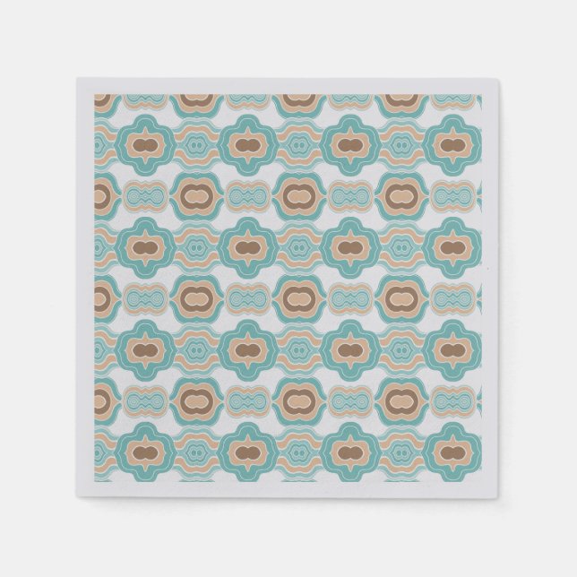 Colourful blue/tan/brown medallion napkin (Front)