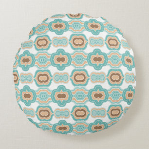 colourful blue/tan/brown medallion round cushion