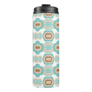 Colourful blue/tan/brown medallion thermal tumbler