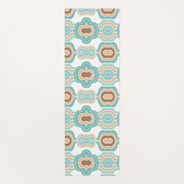 colourful blue/tan/brown medallion yoga mat (Front)