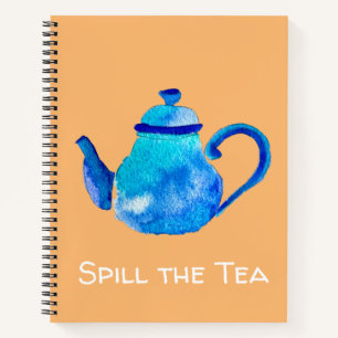 Colourful blue teapot watercolor notebook
