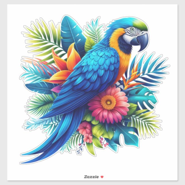 Colourful, blue tropical macaw  (Sheet)