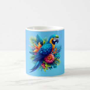 Colourful, blue tropical macaw coffee mug
