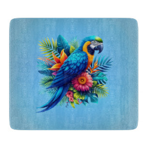 Colourful, blue tropical macaw cutting board