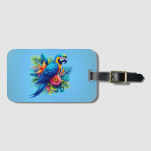 Colourful, blue tropical macaw  luggage tag