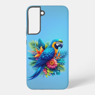 Colourful, blue tropical macaw samsung galaxy case