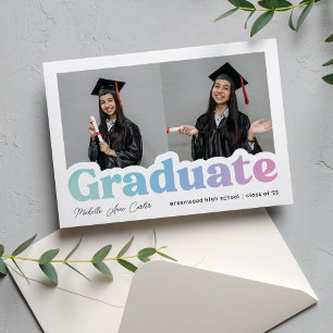 Colourful Blue Typography 2025 Graduation Photo Announcement