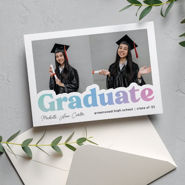 Colourful Blue Typography 2025 Graduation Photo Announcement (Creator Uploaded)