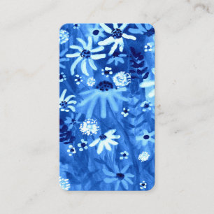 Colourful Blue Watercolor Daisy Bouquet Elegant Business Card