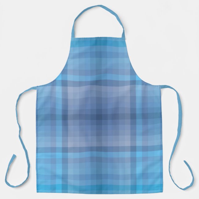 Colourful Blue Winter Spring Summer Chequered  Apron (Front)