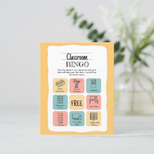 Colourful Blue & Yellow Illustrative✏️🏫bingo card