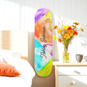 Colourful Blue Yellow Orange Name Skateboard