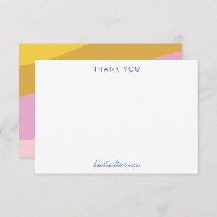 Colourful Blue Yellow Pink Stripes Personalised Thank You Card
