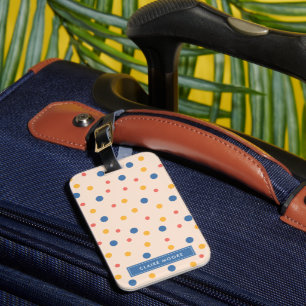 Colourful Blue, Yellow, Red Geometric Polka Dots Luggage Tag