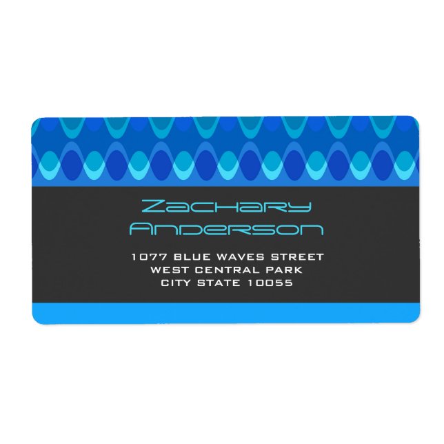 Colourful Blue Zig Zag Pattern Mod Waves Address (Front)