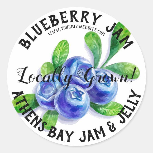 Colourful Blueberry Jam Product Business Label (Front)