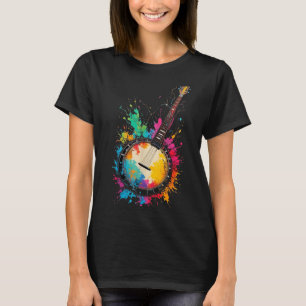 Colourful bluegrass banjo colour splashes music lo T-Shirt