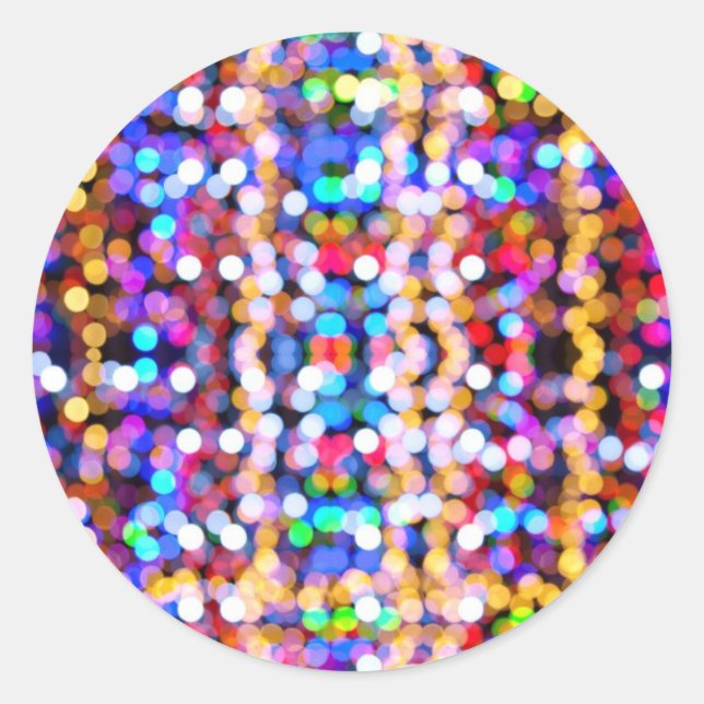 Colourful Blurred Lights Classic Round Sticker (Front)