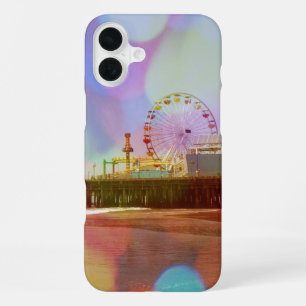 Colourful Blurry Bokeh Santa Monica Pier iPhone 16 Plus Case