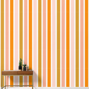 Colourful Blush Orange Striped Pattern Wallpaper