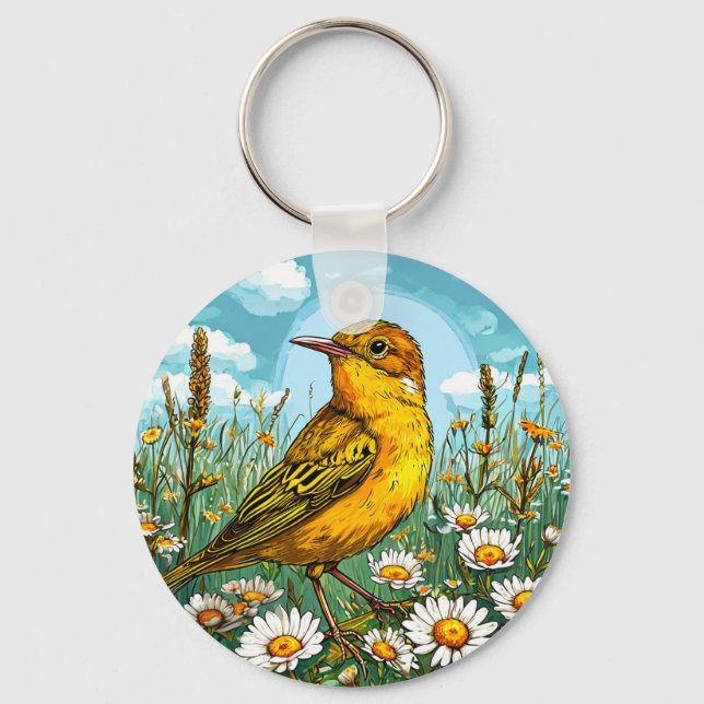 Colourful Blyth's reed warbler Bird Key Ring (Front)