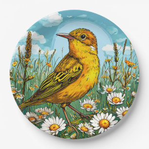 Colourful Blyth's reed warbler Bird Paper Plate