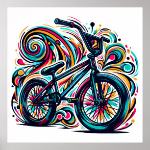 Colourful Bmx Poster - Bmx Bike Bicycle - Graffiti