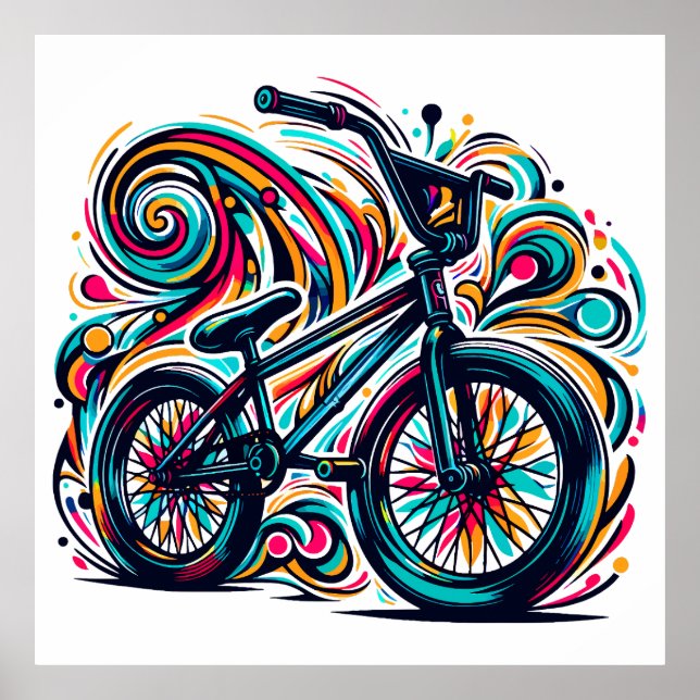 Colourful Bmx Poster - Bmx Bike Bicycle - Graffiti (Front)