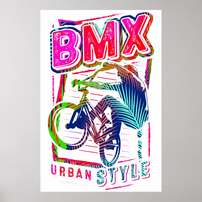 Colourful Bmx Poster - Bmx Bike Bicycle - Urban  (Front)