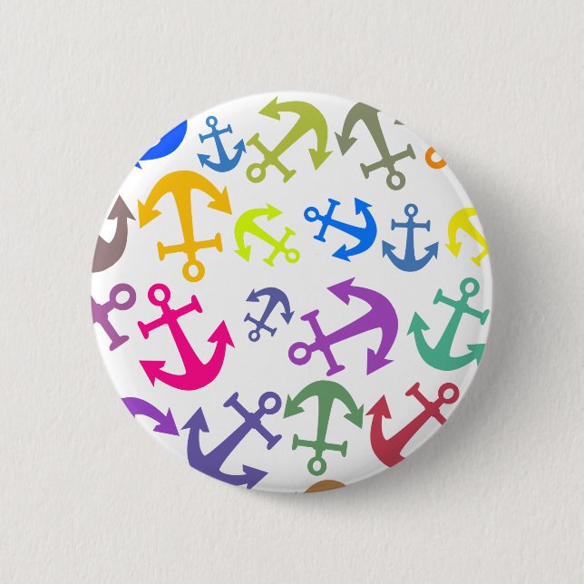 Colourful Boat Anchor Pattern 6 Cm Round Badge (Front)