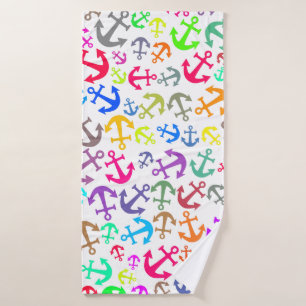 Colourful Boat Anchor Pattern Bath Towel